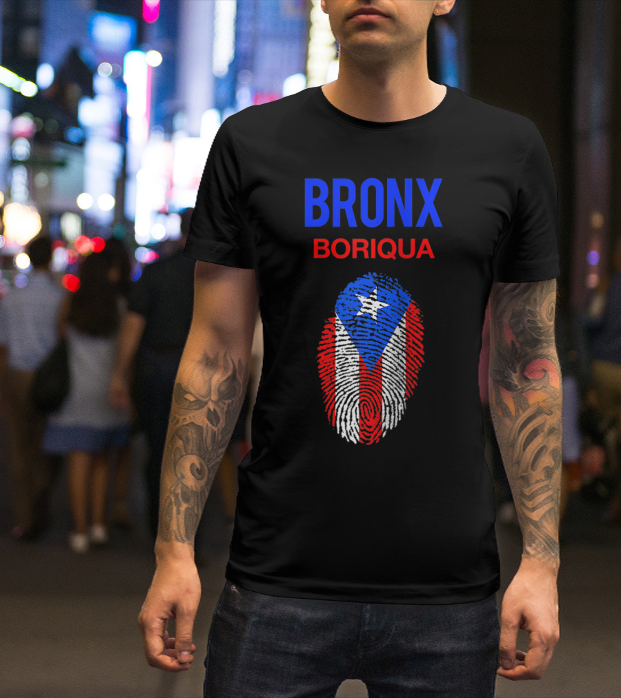 Bronx Boriqua Puerto Rico Flag Fingerprint NYC Nuyorican T-Shirt