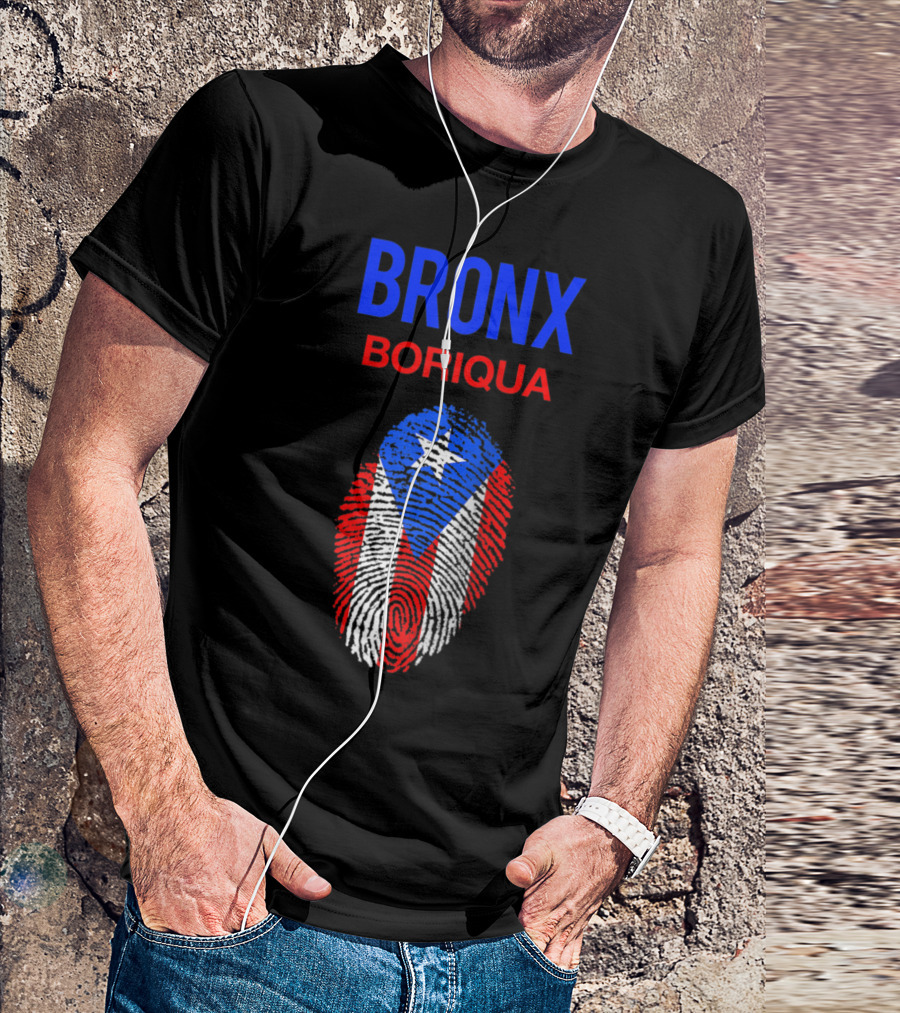 Bronx Boriqua Puerto Rico Flag Fingerprint NYC Nuyorican T-Shirt