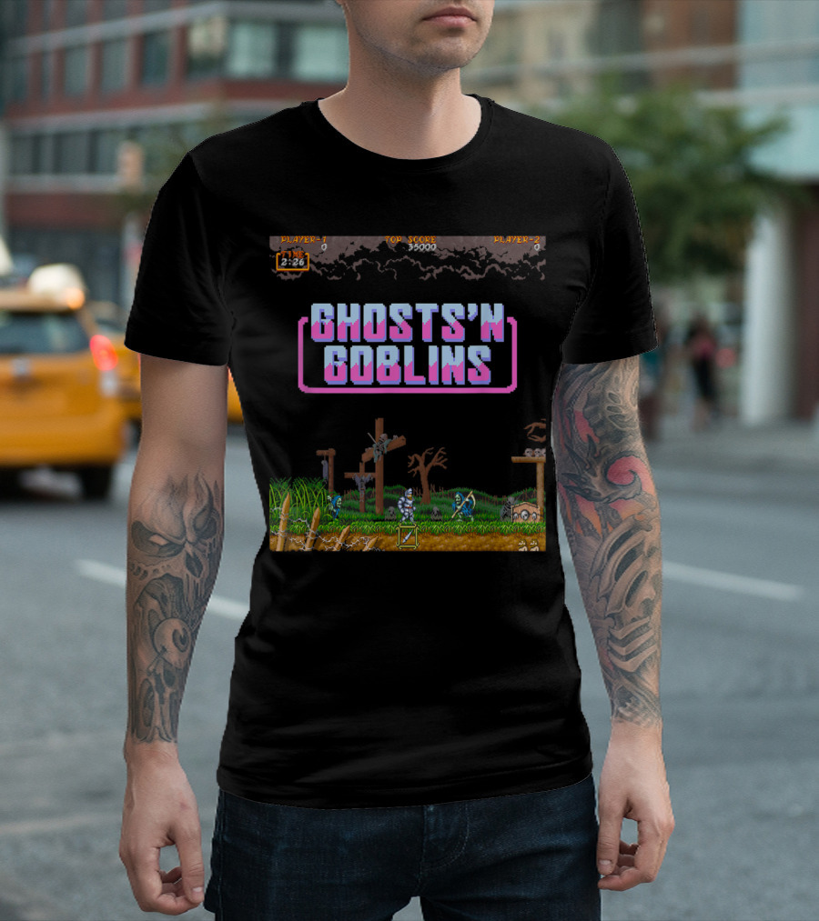 Ghosts 'N Goblins Arcade Game Retro Adventure Scene T-Shirt