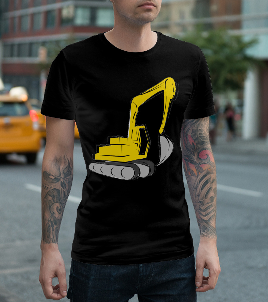 Backhoe Construction Truck Excavator Machinery Yellow T-Shirt