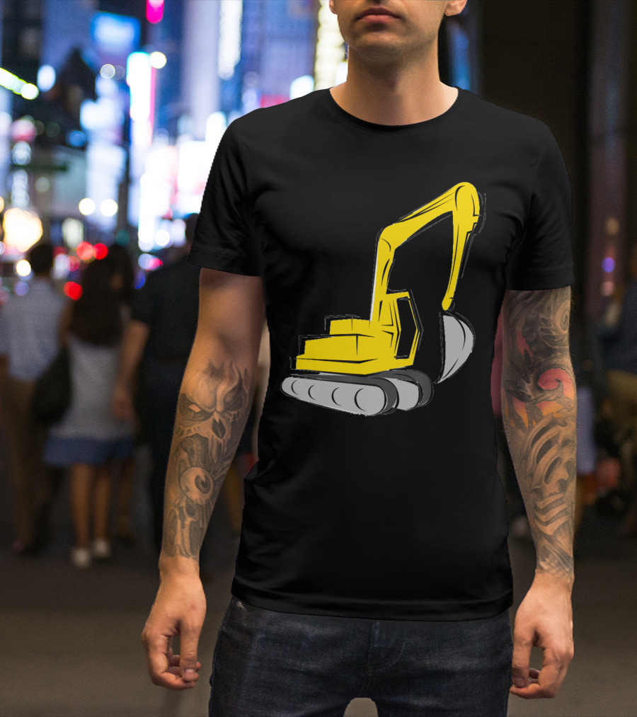 Backhoe Construction Truck Excavator Machinery Yellow T-Shirt