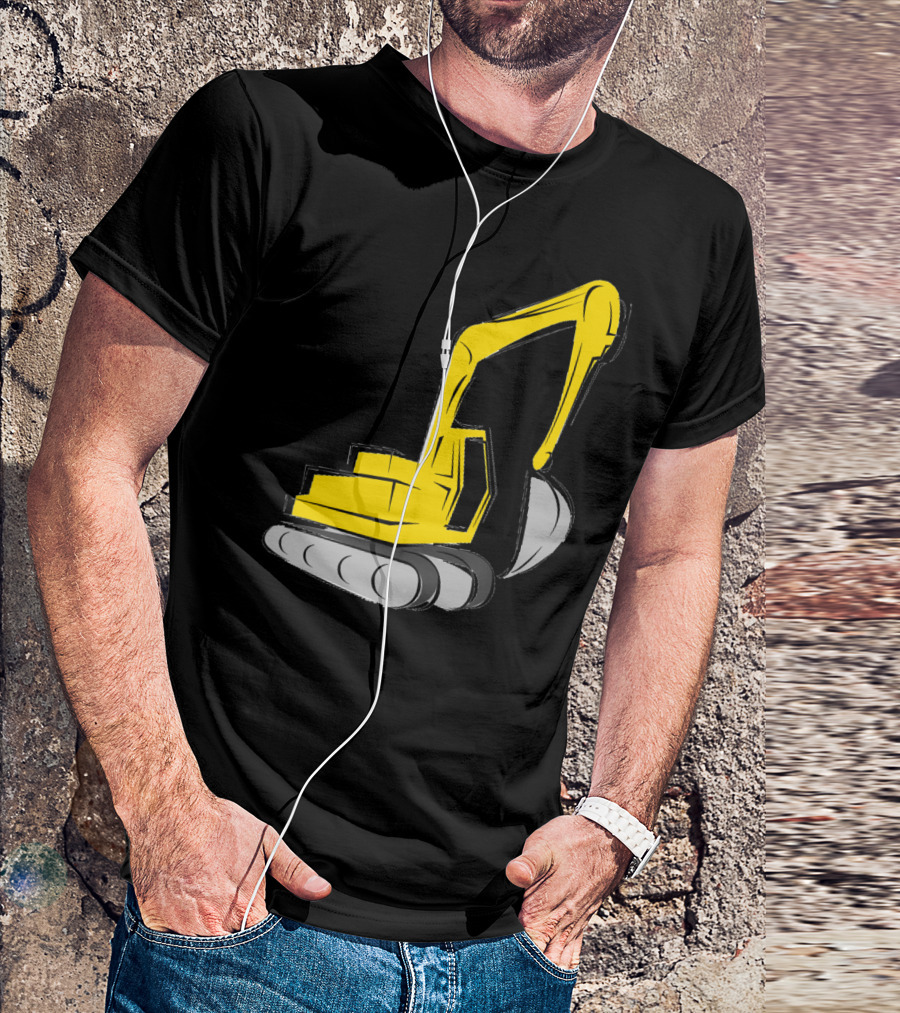 Backhoe Construction Truck Excavator Machinery Yellow T-Shirt