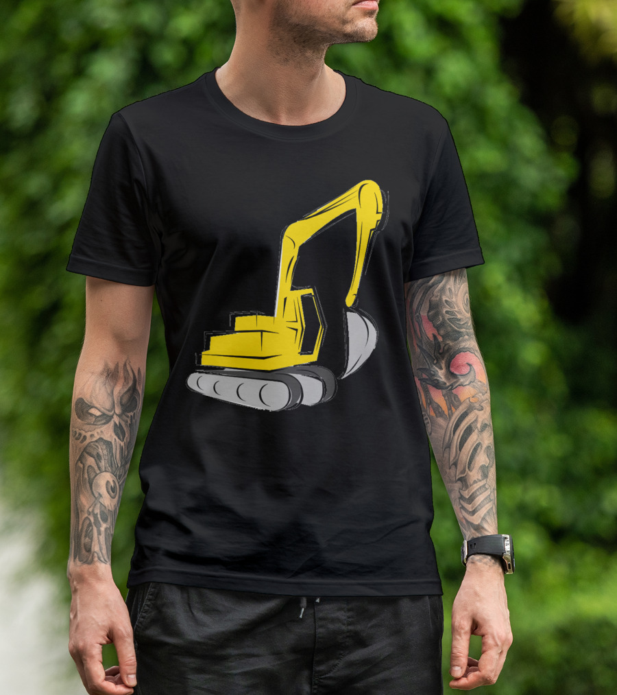 Backhoe Construction Truck Excavator Machinery Yellow T-Shirt