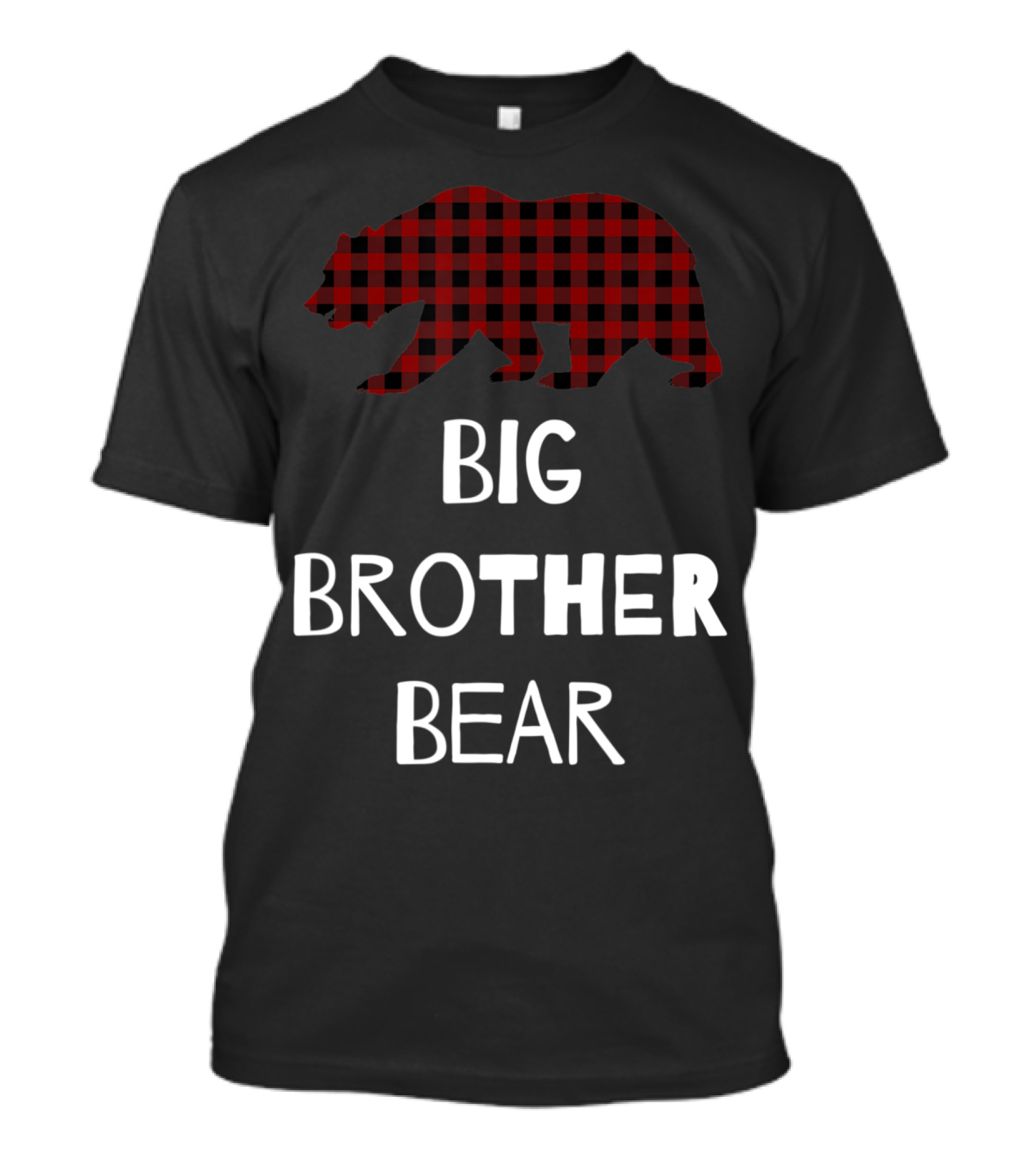 Big Brother Bear Buffalo Plaid Sibling Announcement T-Shirt