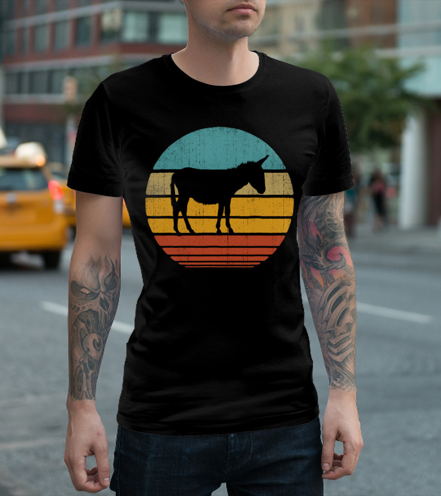 Donkey Retro Sunset 60S 70S Farmer Vintage T-Shirt