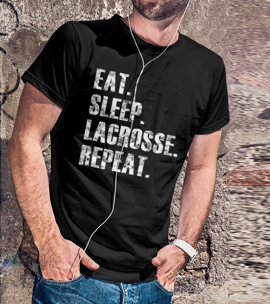 Eat Sleep Lacrosse Repeat Black T-Shirt