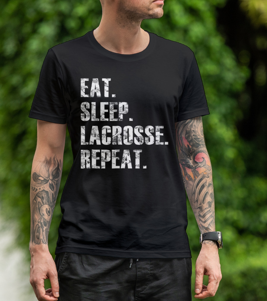 Eat Sleep Lacrosse Repeat Black T-Shirt