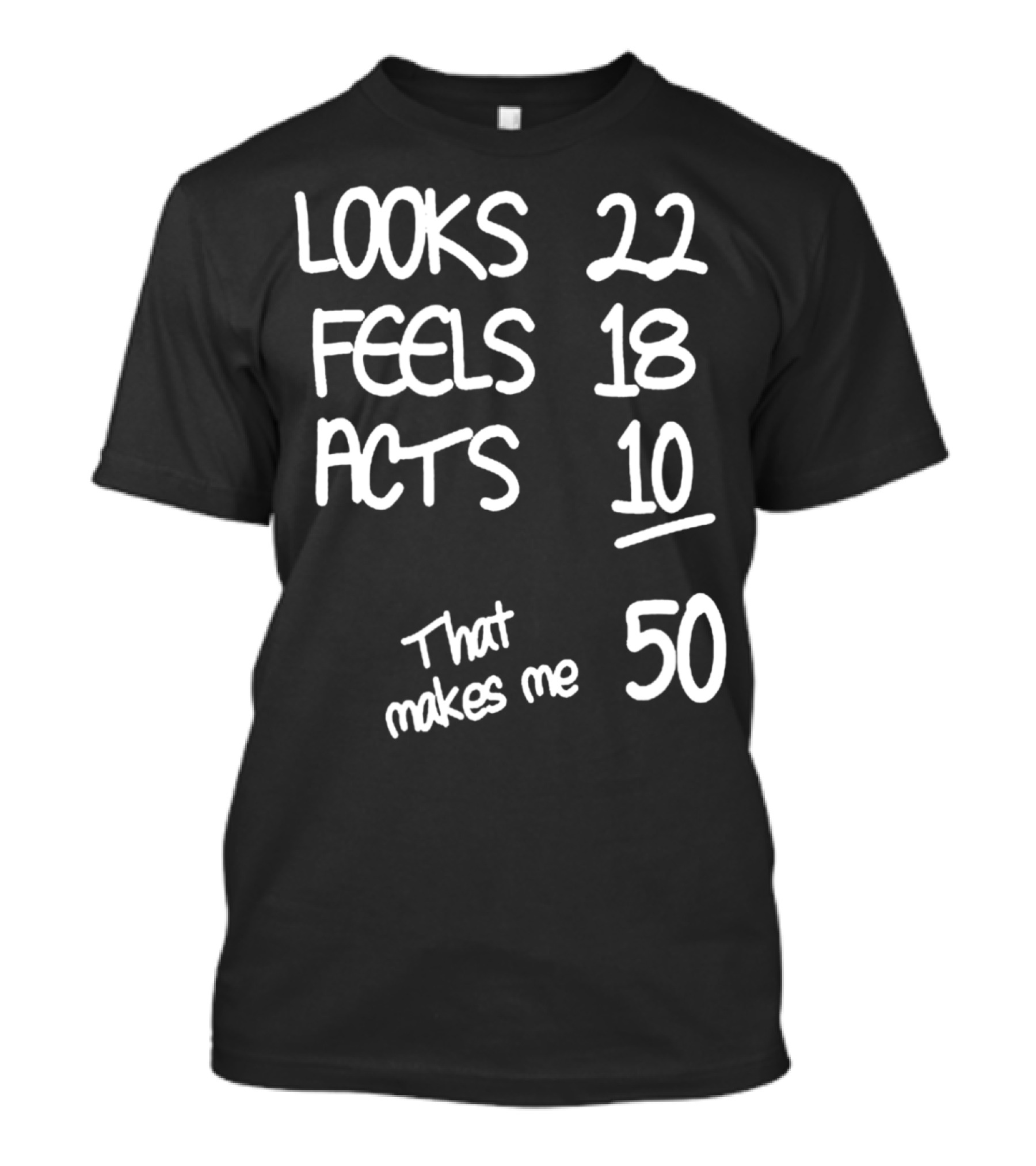 Looks 22 Feels 18 Acts 10 That Makes Me 50 T-Shirt