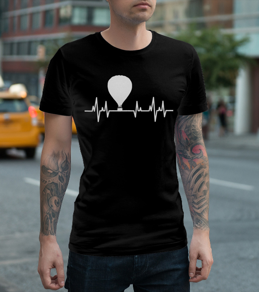 Hot Air Balloon Pilot Aviator Heartbeat T-Shirt