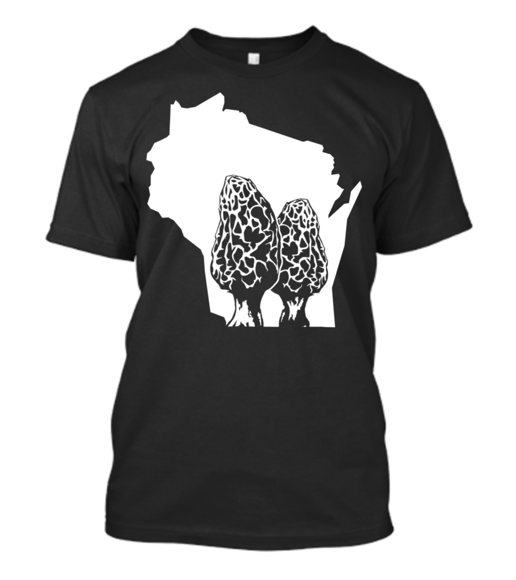 Wisconsin Morel Mushroom Hunter Houby Hunting State Outline T-Shirt