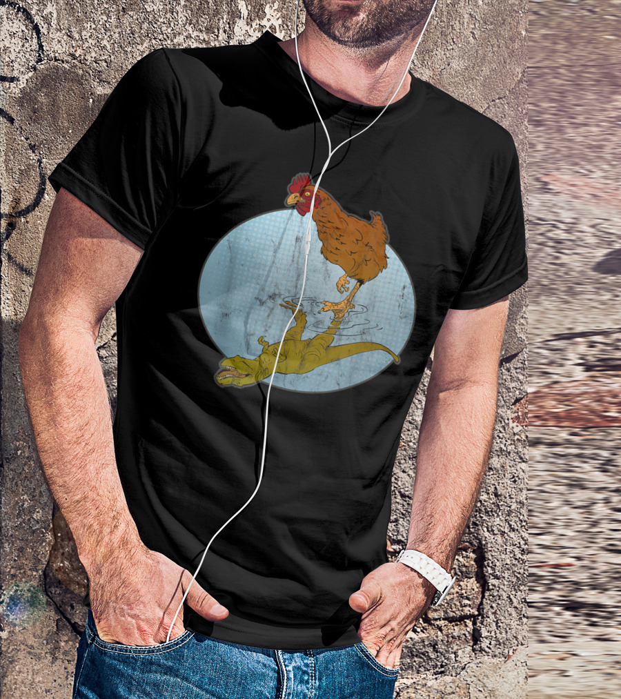 Chicken Dinosaur Evolution Science Lover Humorous Reflection T-Shirt