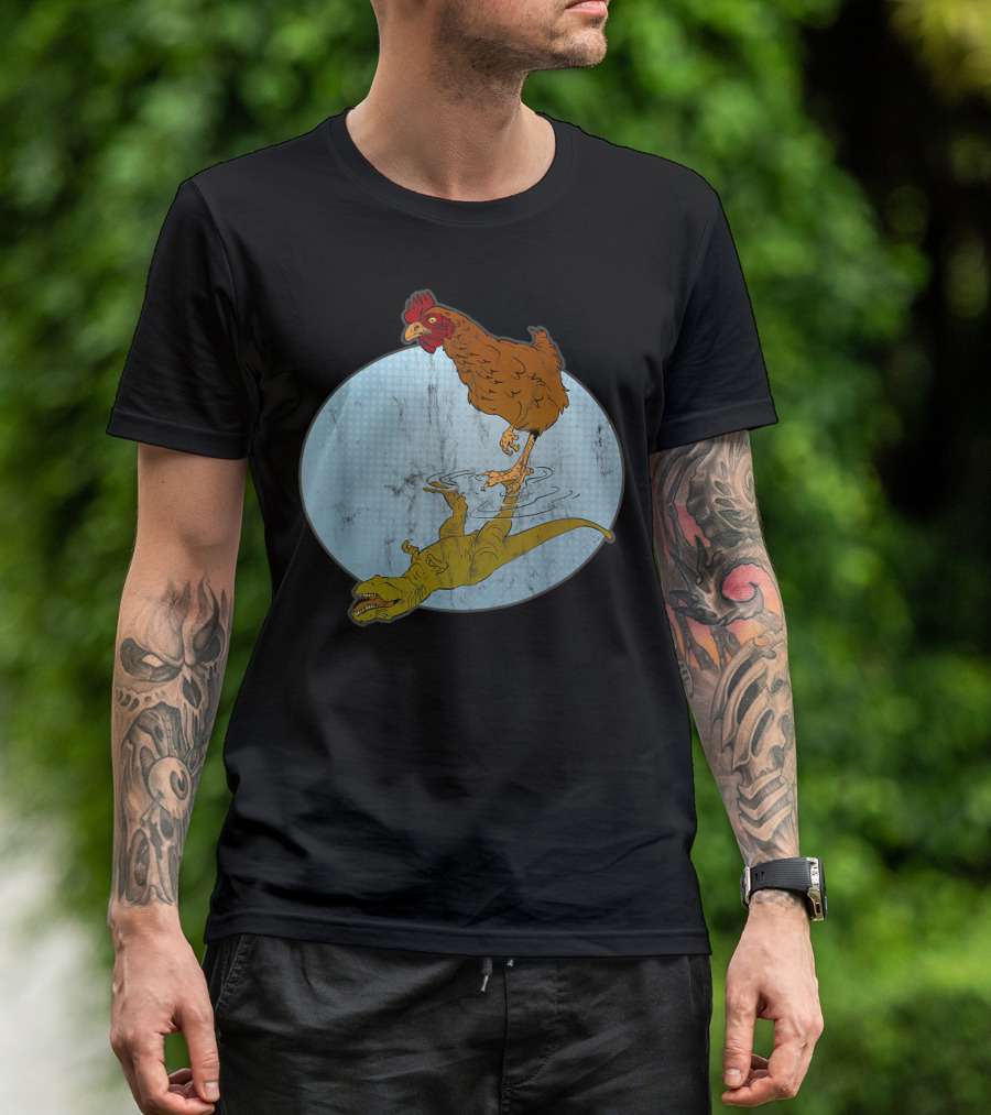Chicken Dinosaur Evolution Science Lover Humorous Reflection T-Shirt
