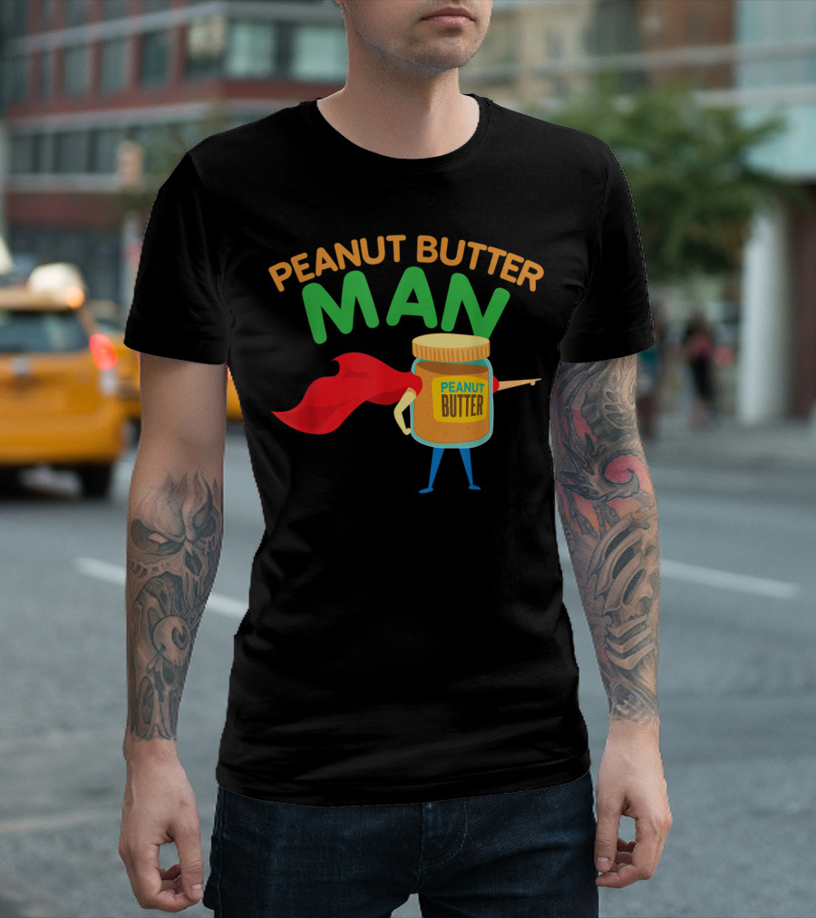 Peanut Butter Man Hero with Red Cape T-Shirt