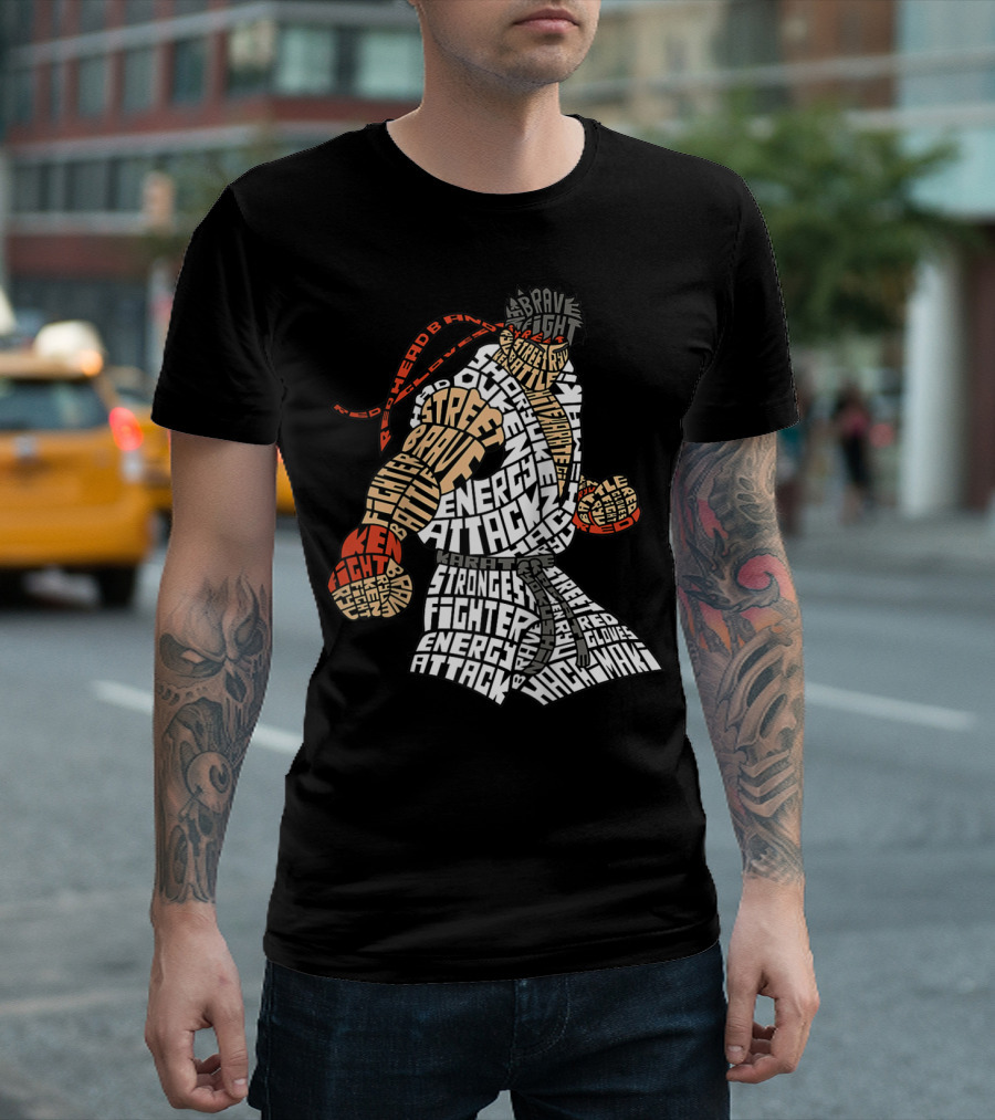 Brave Fighter Street Brawl Energy Attack Red Gloves T-Shirt