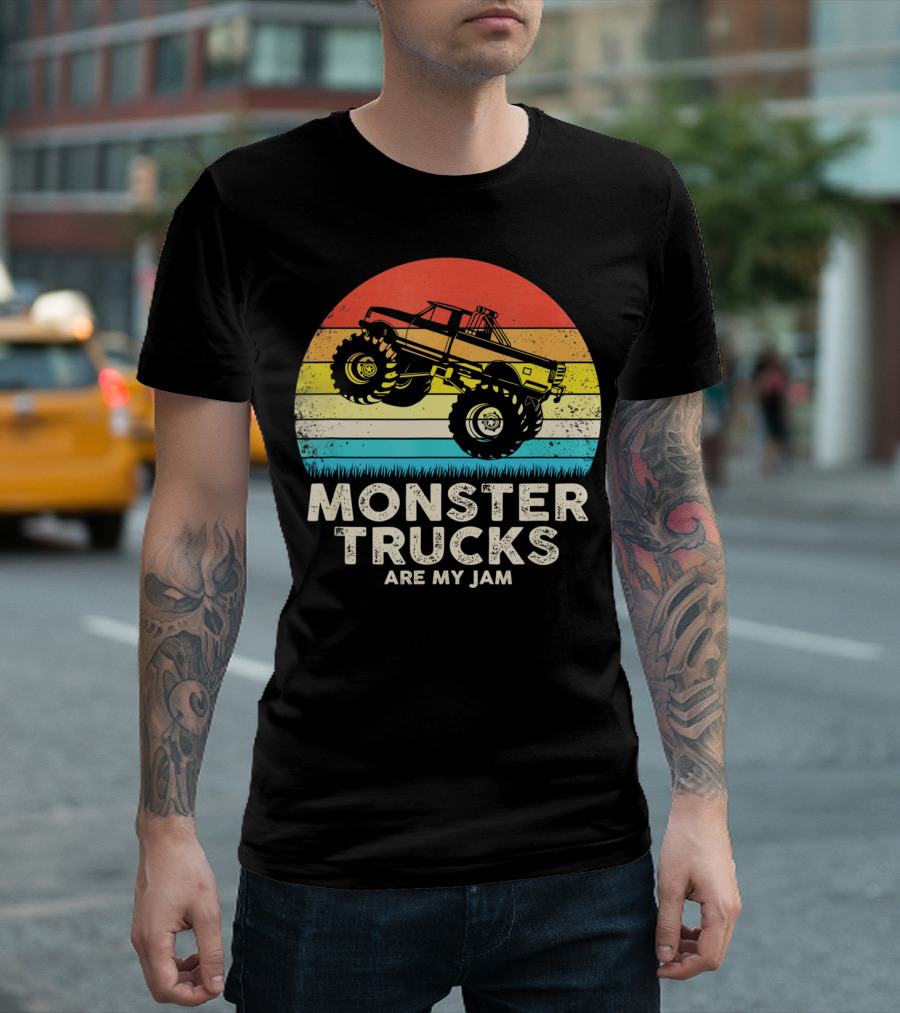 Vintage Monster Trucks Are My Jam Retro Circle T-Shirt