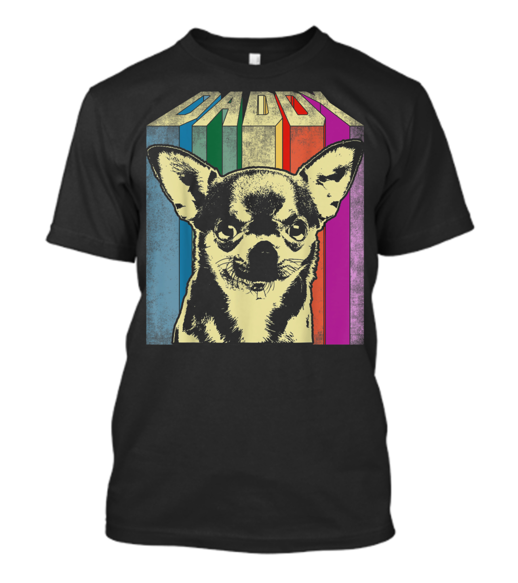Daddy Chihuahua Dog Vintage Retro Stripes T-Shirt
