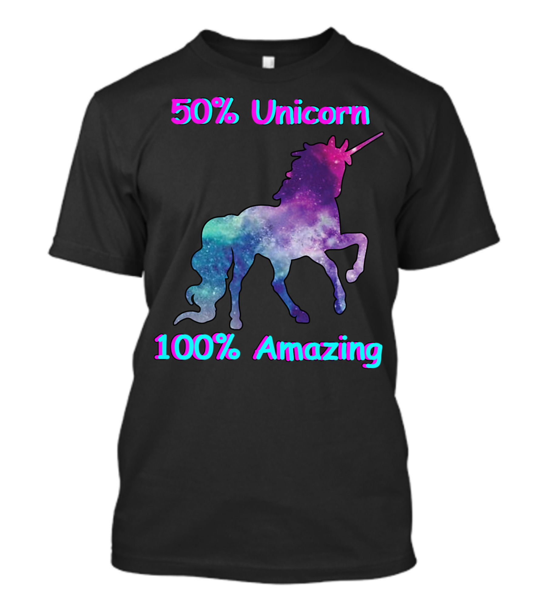 50% Unicorn 100% Amazing Galaxy Unicorn T-Shirt