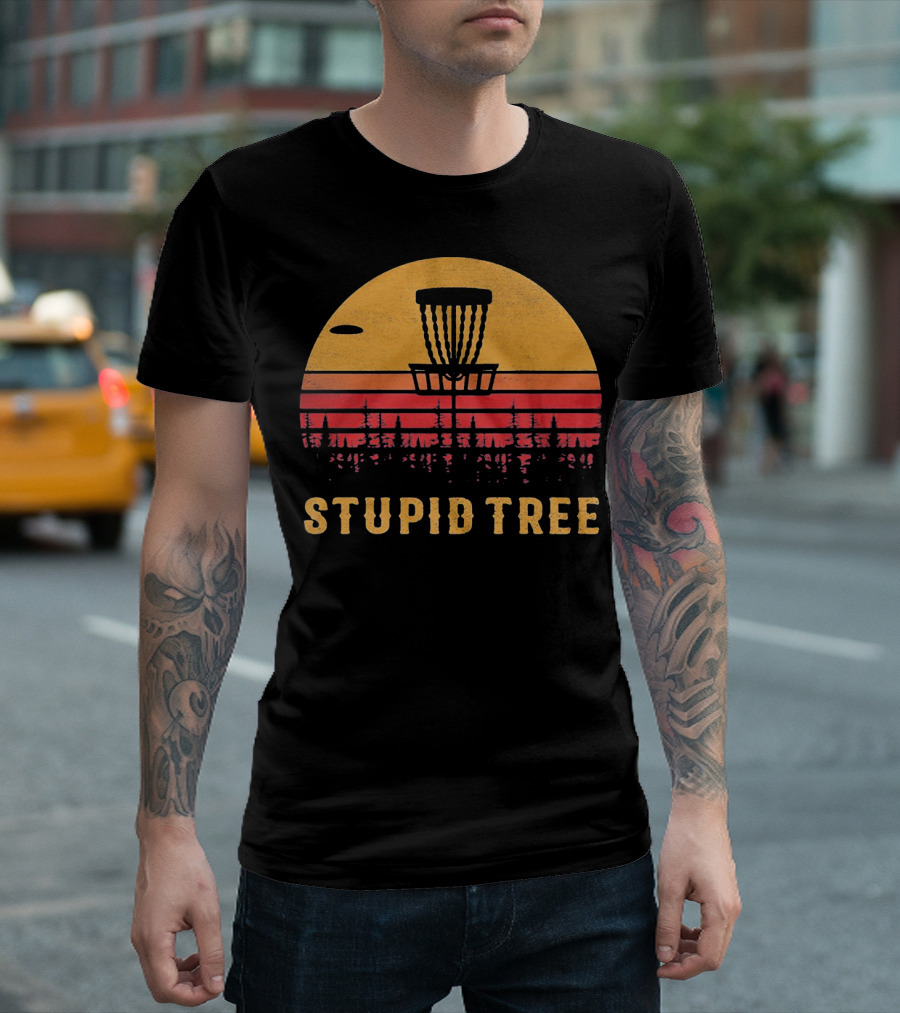 Stupid Tree Vintage Disc Golf Frisbee Sunset T-Shirt