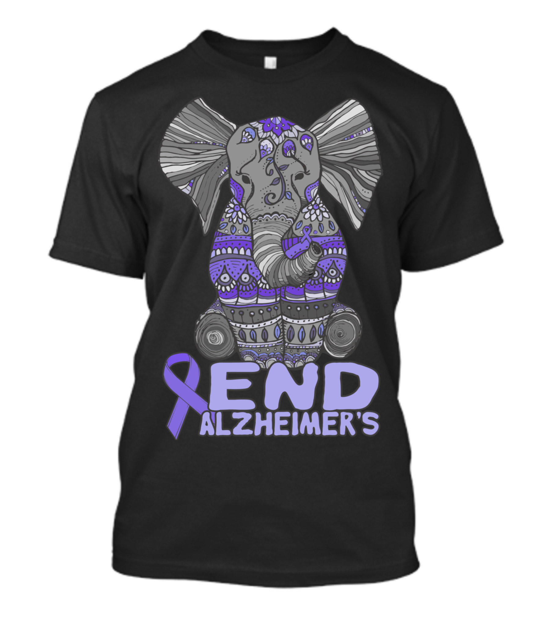 End Alzheimer's Elephant Purple Awareness T-Shirt