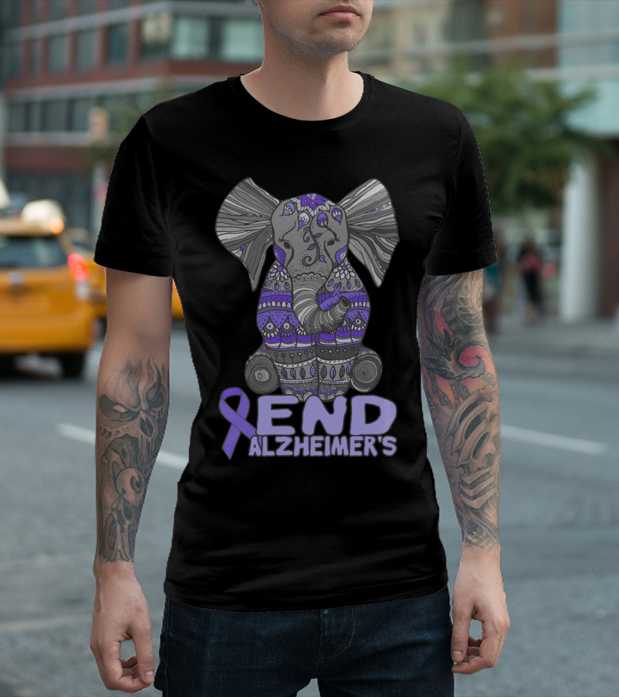 End Alzheimer's Elephant Purple Awareness T-Shirt