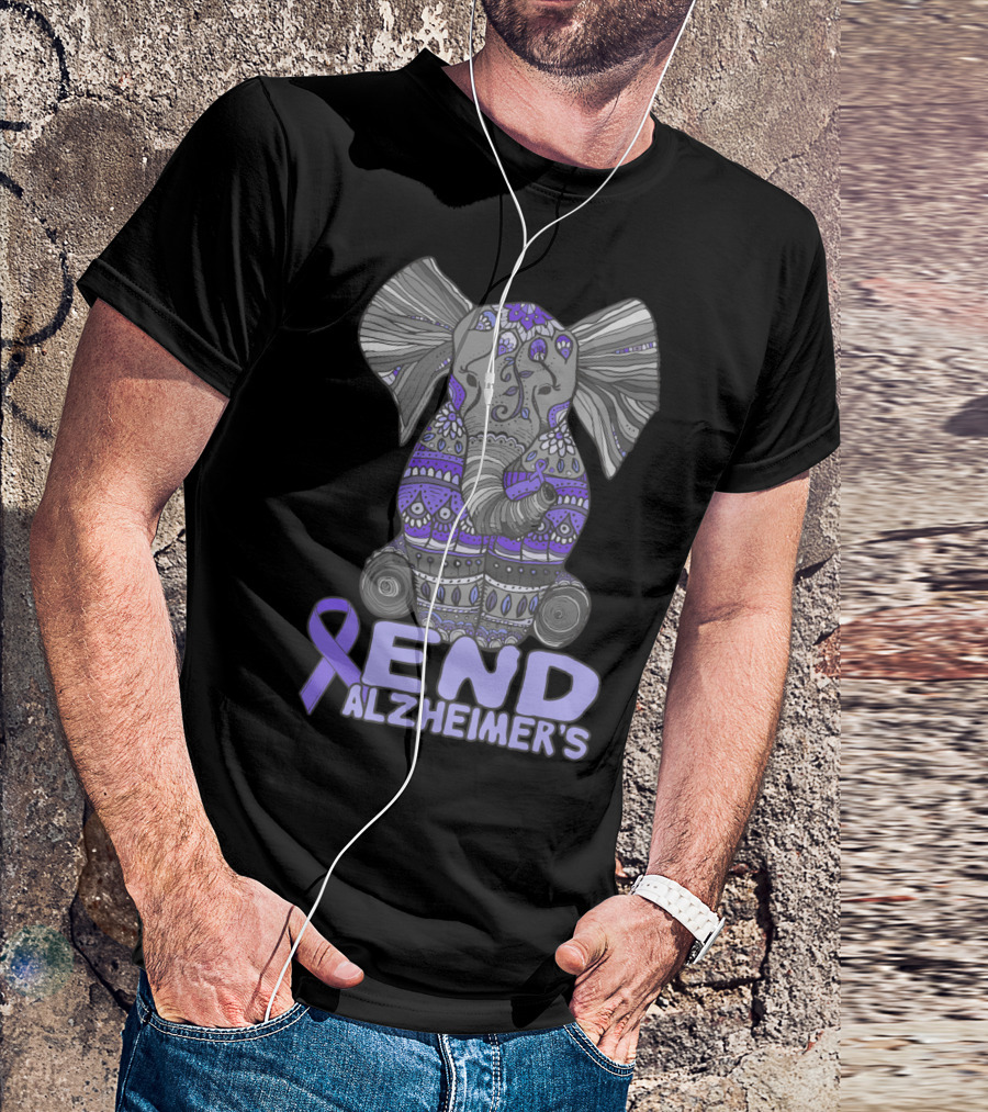 End Alzheimer's Elephant Purple Awareness T-Shirt
