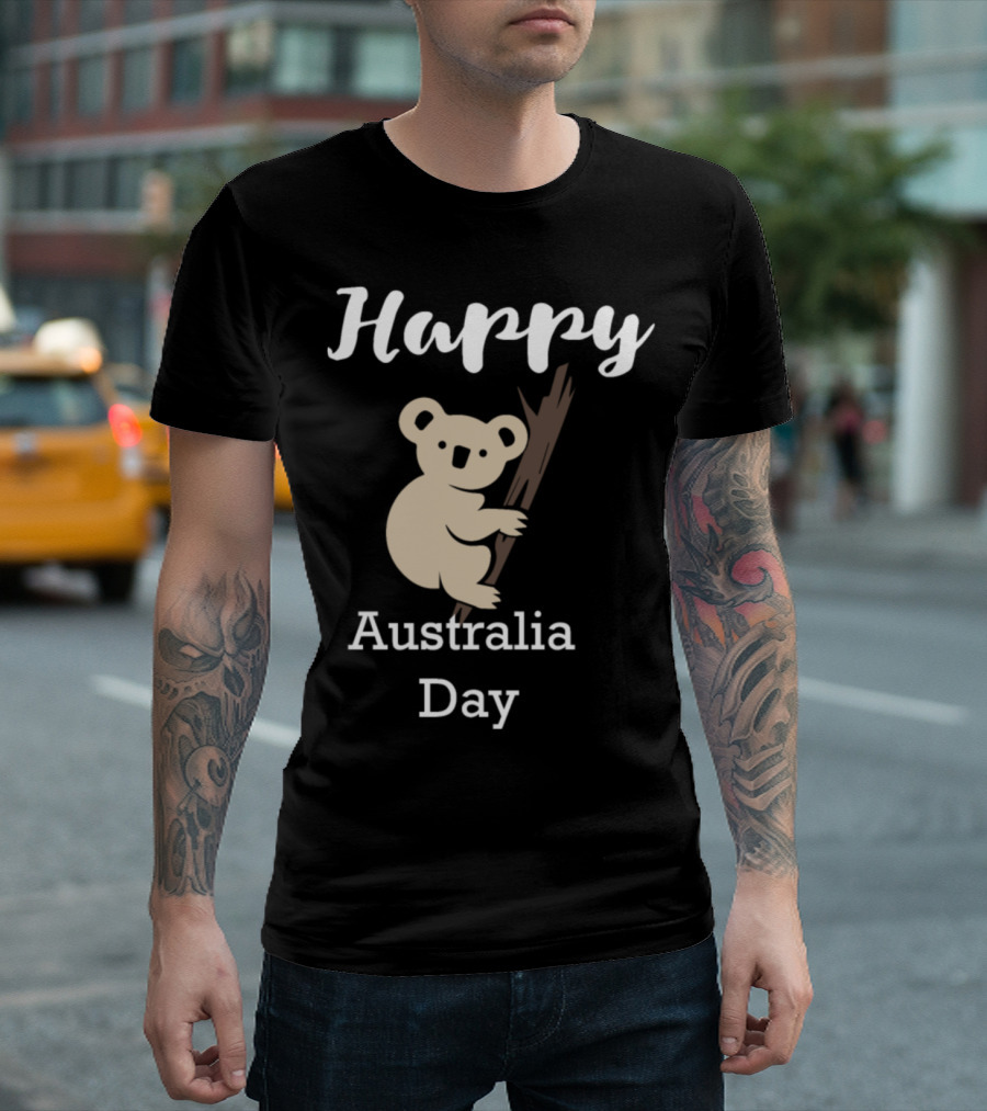 Happy Australia Day Koala Hanging on Tree T-Shirt