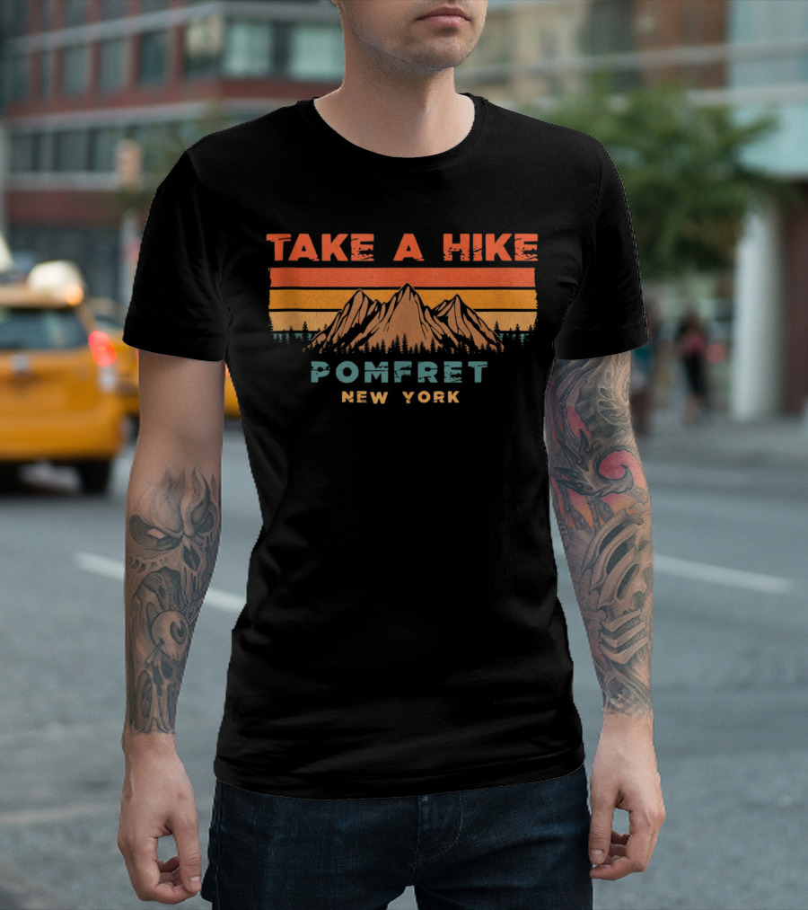 Take A Hike Pomfret New York Vintage Mountain Scene T-Shirt