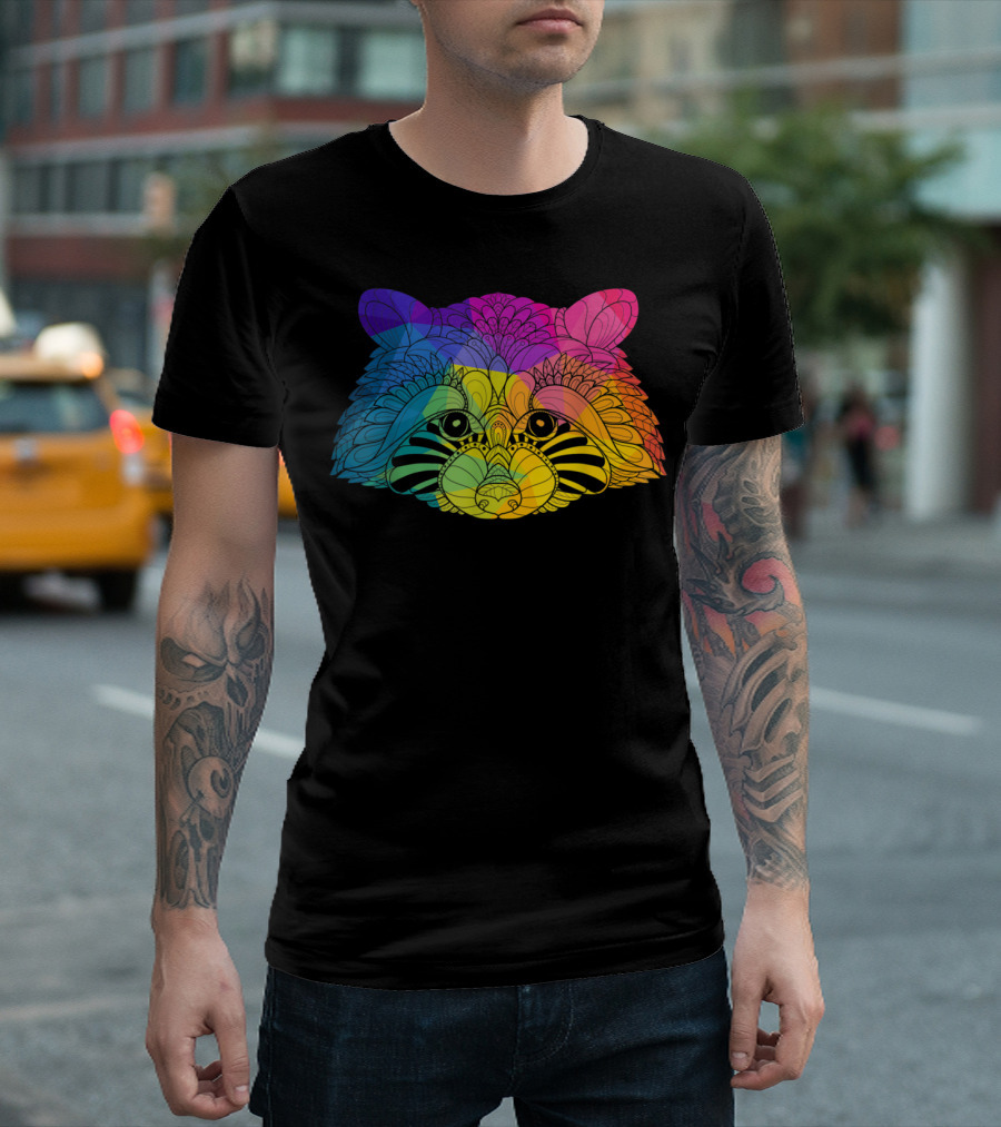 Cheeky Raccoon Trash Panda Lover Rainbow T-Shirt