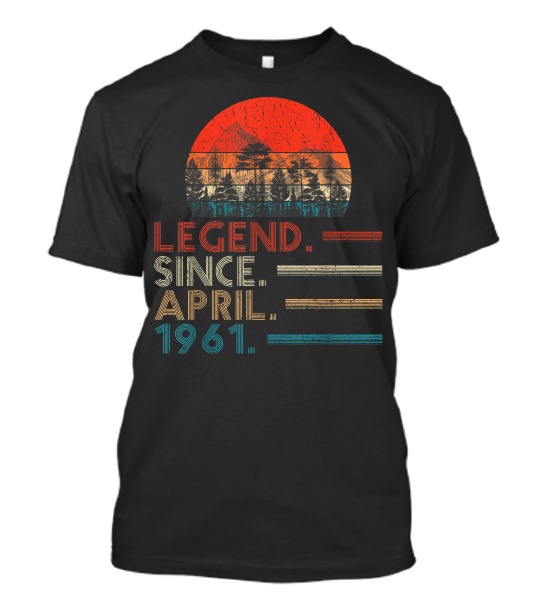 Legend Since April 1961 Vintage Sunset Forest T-Shirt