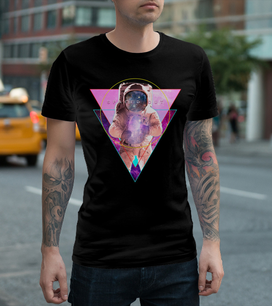 Spaced Out Astronaut Vaporwave Outer Space Galaxy Triangle T-Shirt