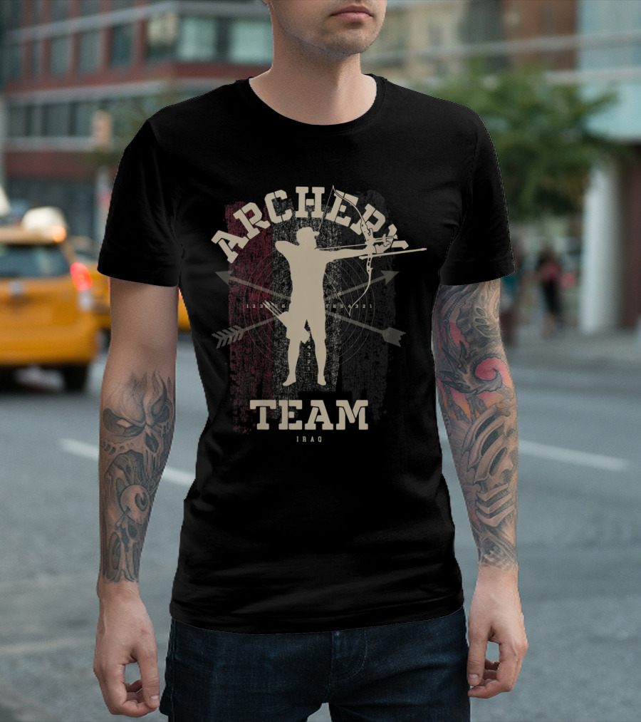 Archery Team Iraq Sports Iraqi Flag Bow Arrow T-Shirt
