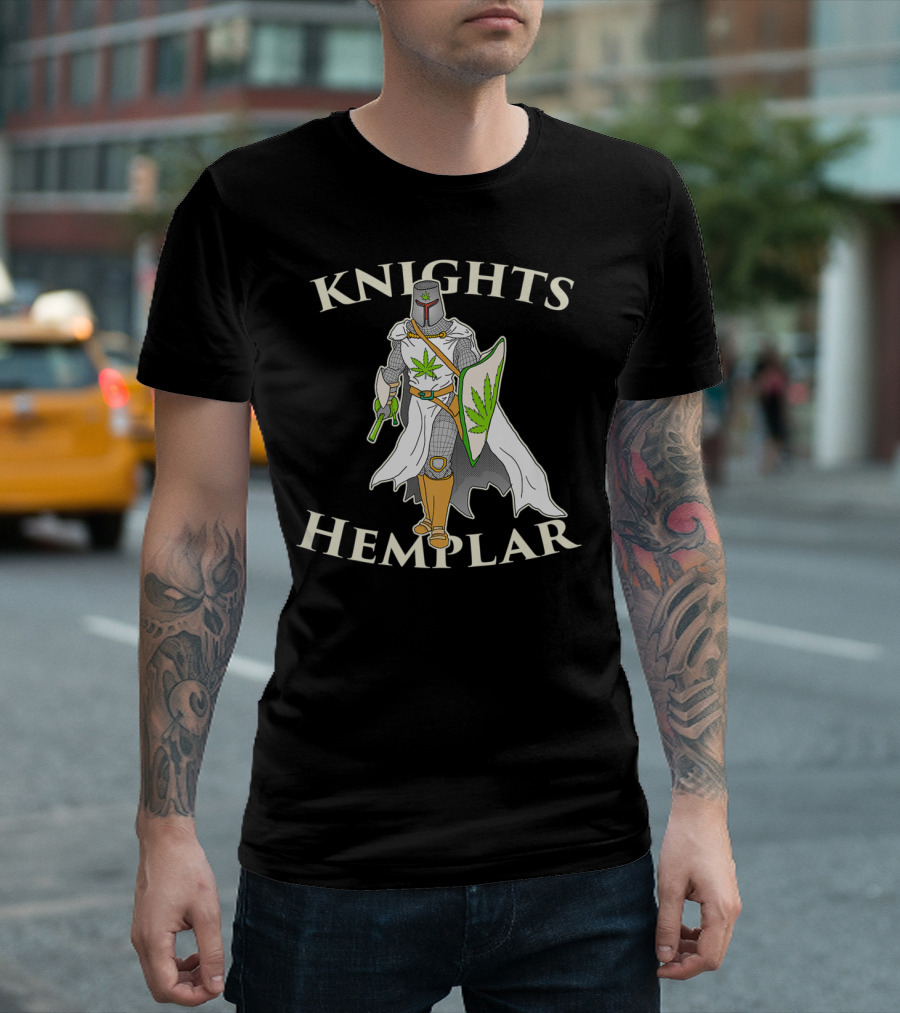 Knights Hemplar 420 Weeds High Cannabis Armor and Shield T-Shirt