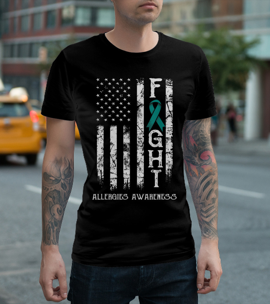 Allergies Awareness Fight US Flag T-Shirt