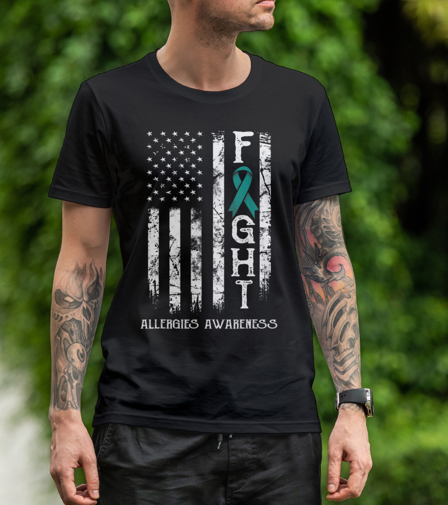Allergies Awareness Fight US Flag T-Shirt