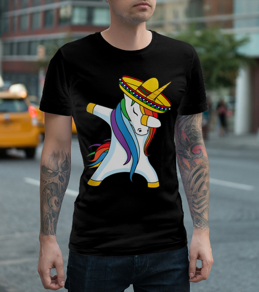 Dabbing Mexican Unicorn Sombrero Cinco De Mayo T-Shirt