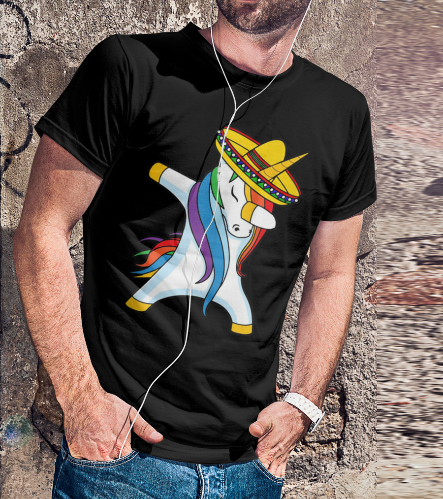 Dabbing Mexican Unicorn Sombrero Cinco De Mayo T-Shirt