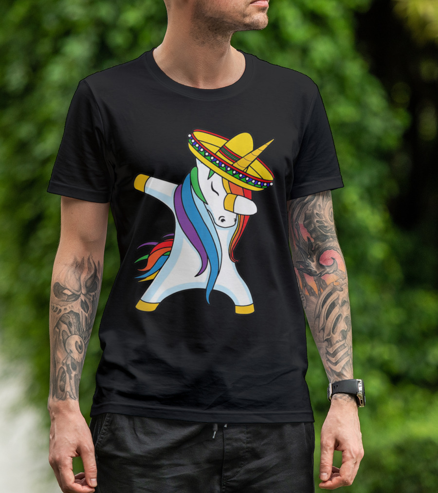 Dabbing Mexican Unicorn Sombrero Cinco De Mayo T-Shirt