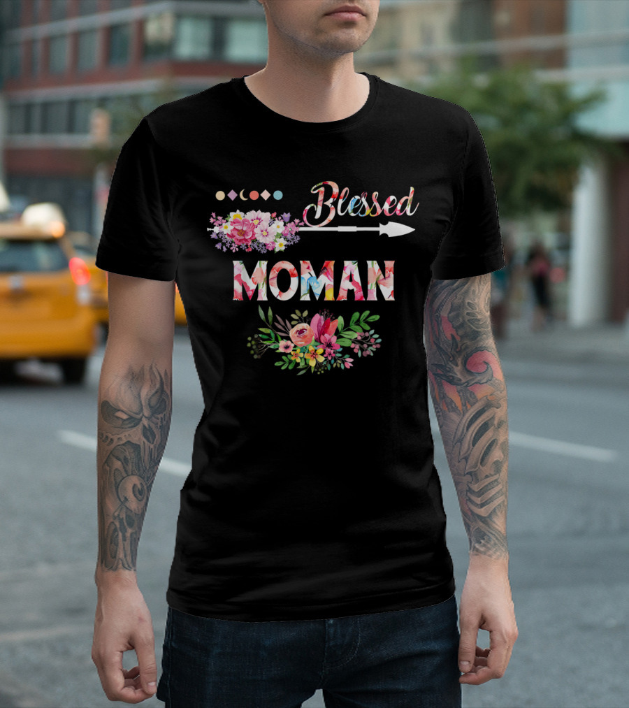 Blessed Moman Floral Arrow and Flowers T-Shirt