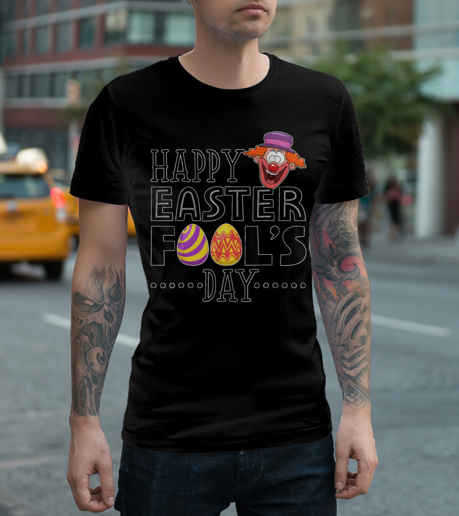 Happy Easter Fool's Day Clown With Colorful Eggs T-Shirt