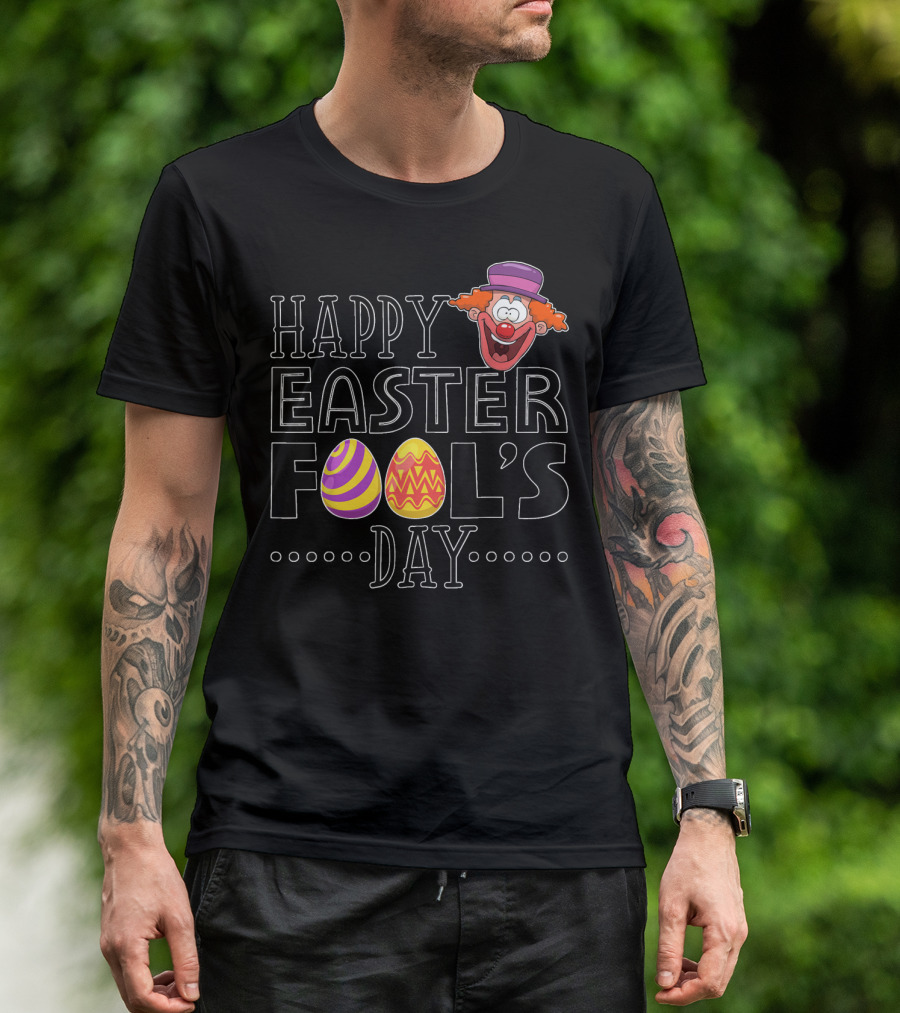 Happy Easter Fool's Day Clown With Colorful Eggs T-Shirt