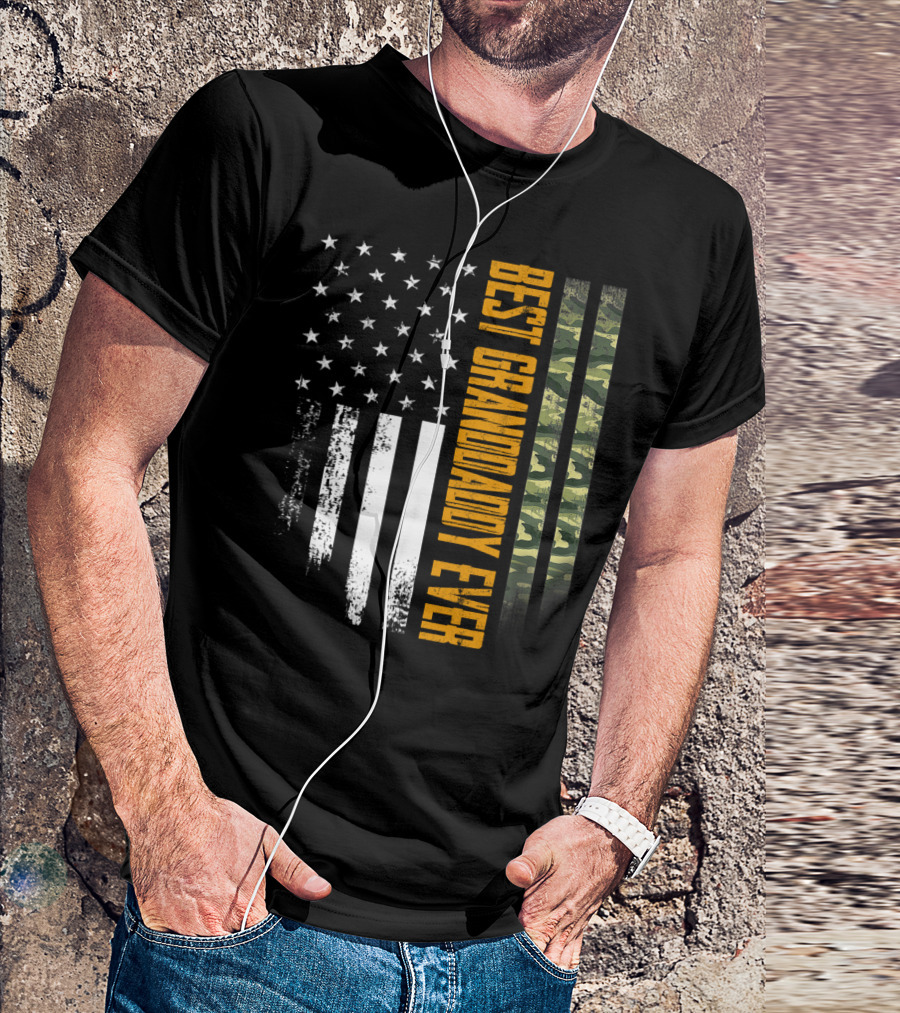 Best Granddaddy Ever Camo American Flag USA T-Shirt