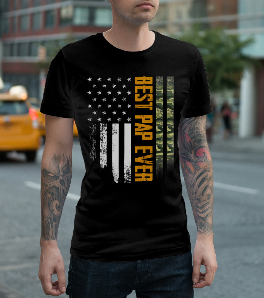 Best Pap Ever American Camo USA Flag T-Shirt