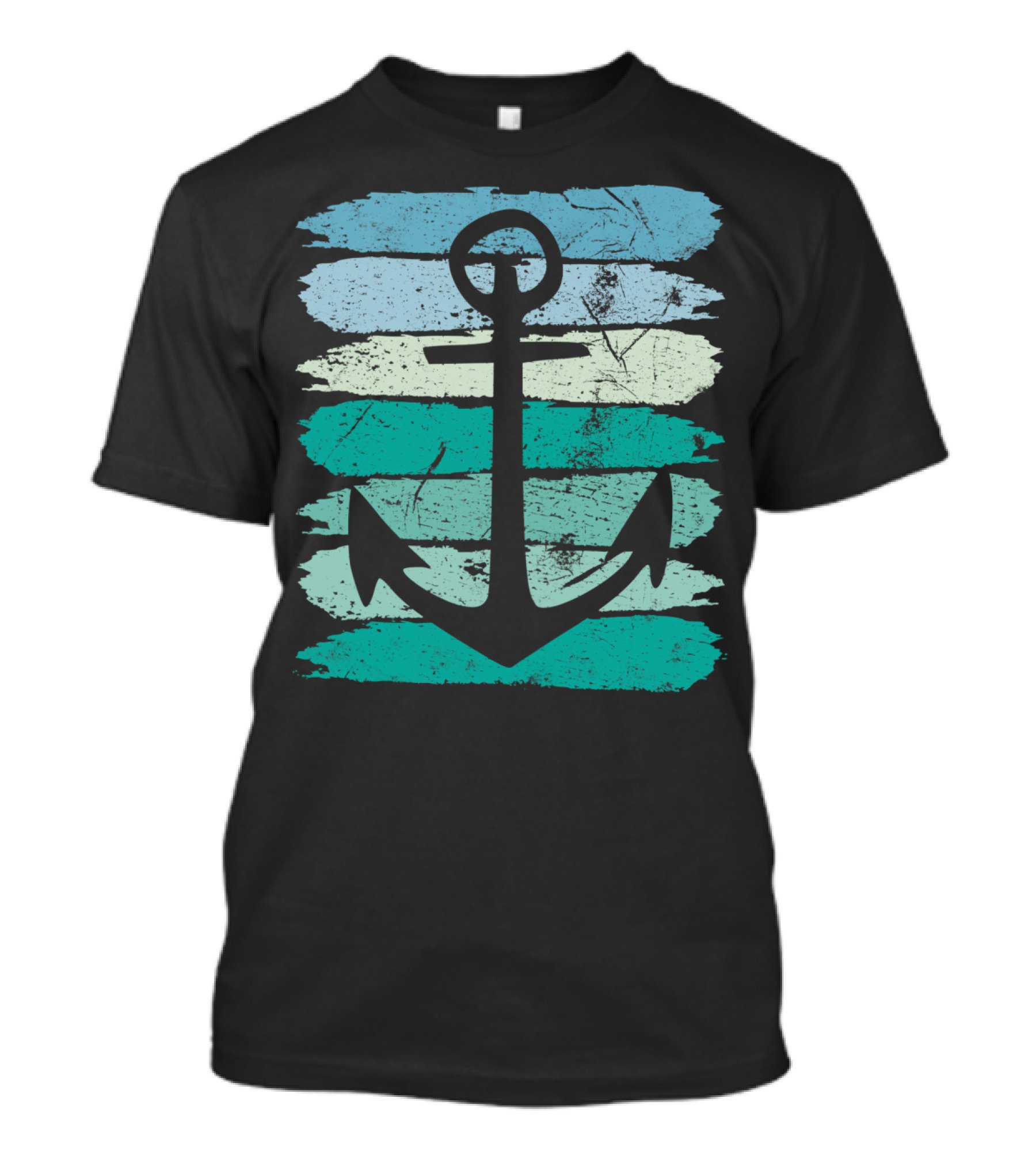 Anchor Paint Stroke Vintage Retro Surfer Sea Stripes T-Shirt