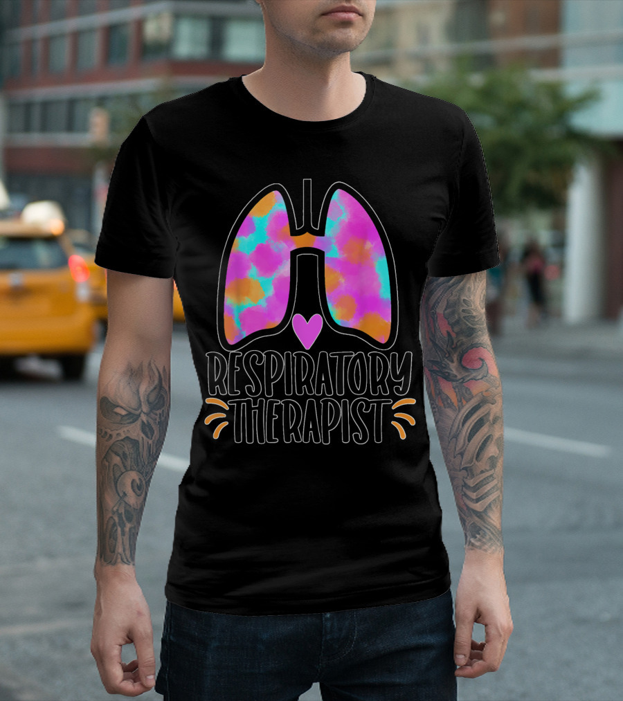 Respiratory Therapist Colorful Tie-Dye Lung with Heart T-Shirt