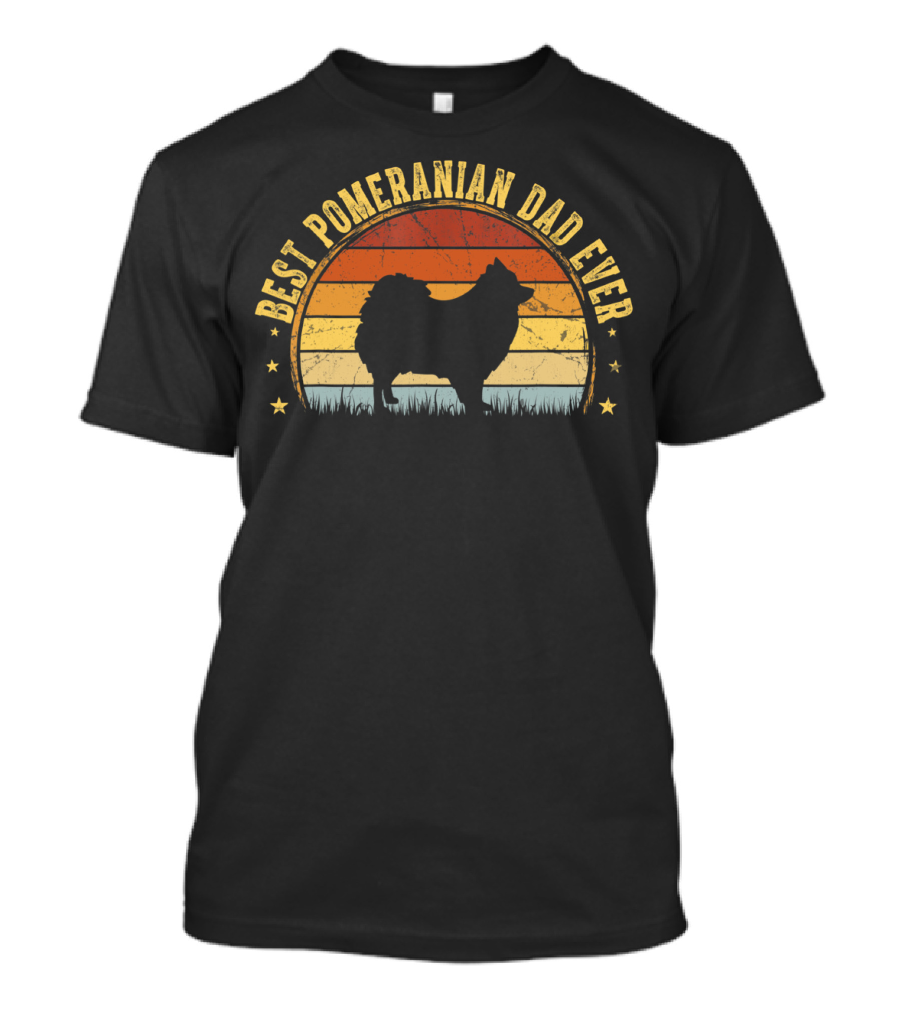 Best Pomeranian Dad Ever Retro Sunset T-Shirt