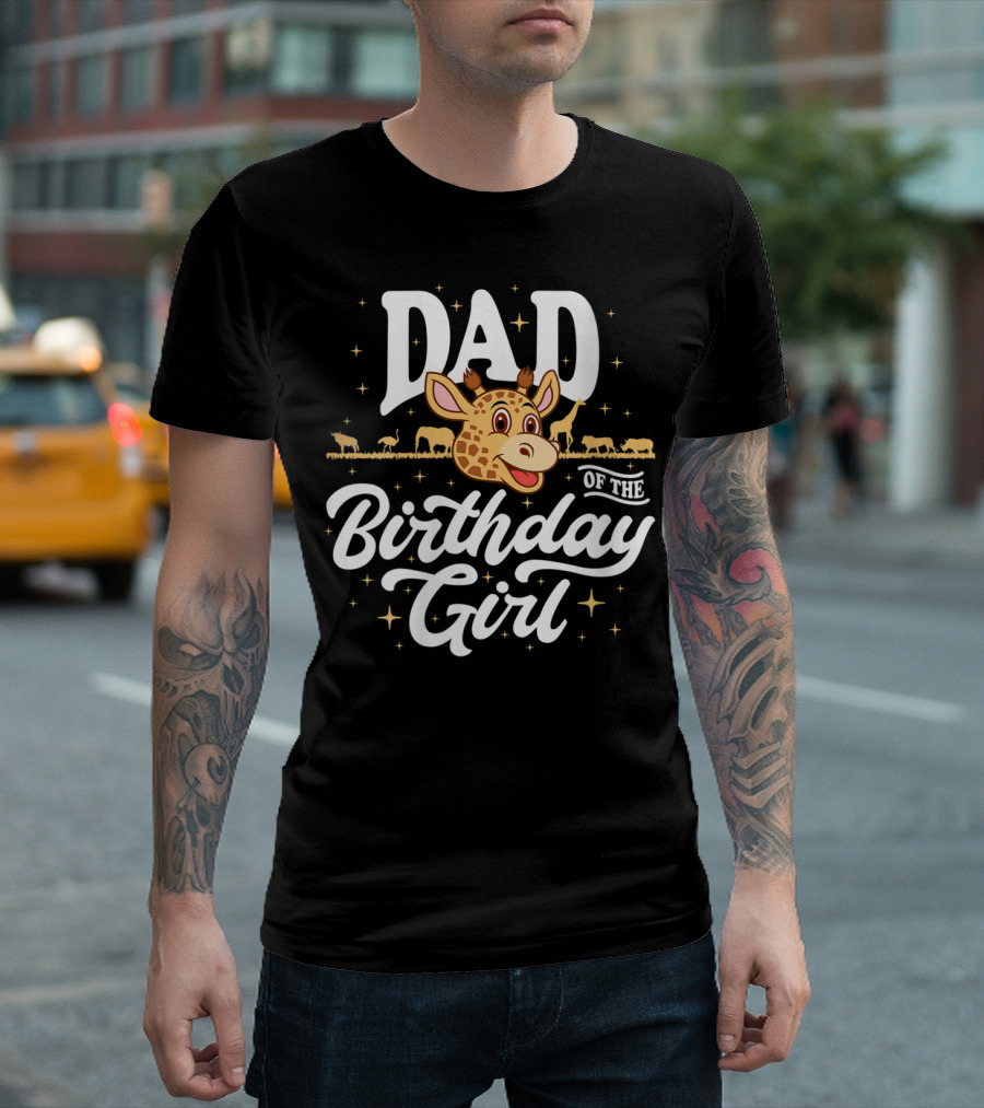 Dad of the Birthday Girl Cute Jungle Safari Animals T-Shirt