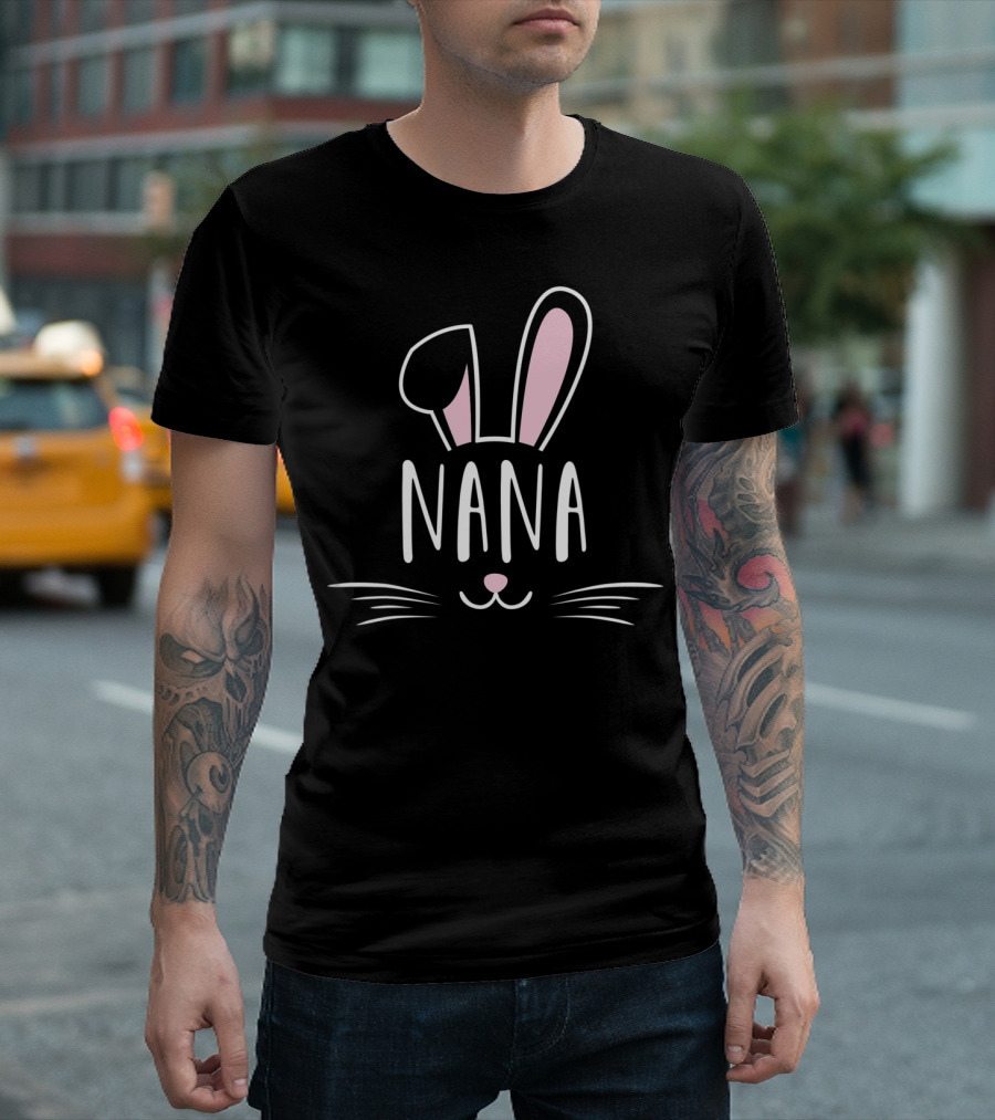 Nana Bunny Rabbit Face Family Group Whiskers Ears Pink Nose T-Shirt