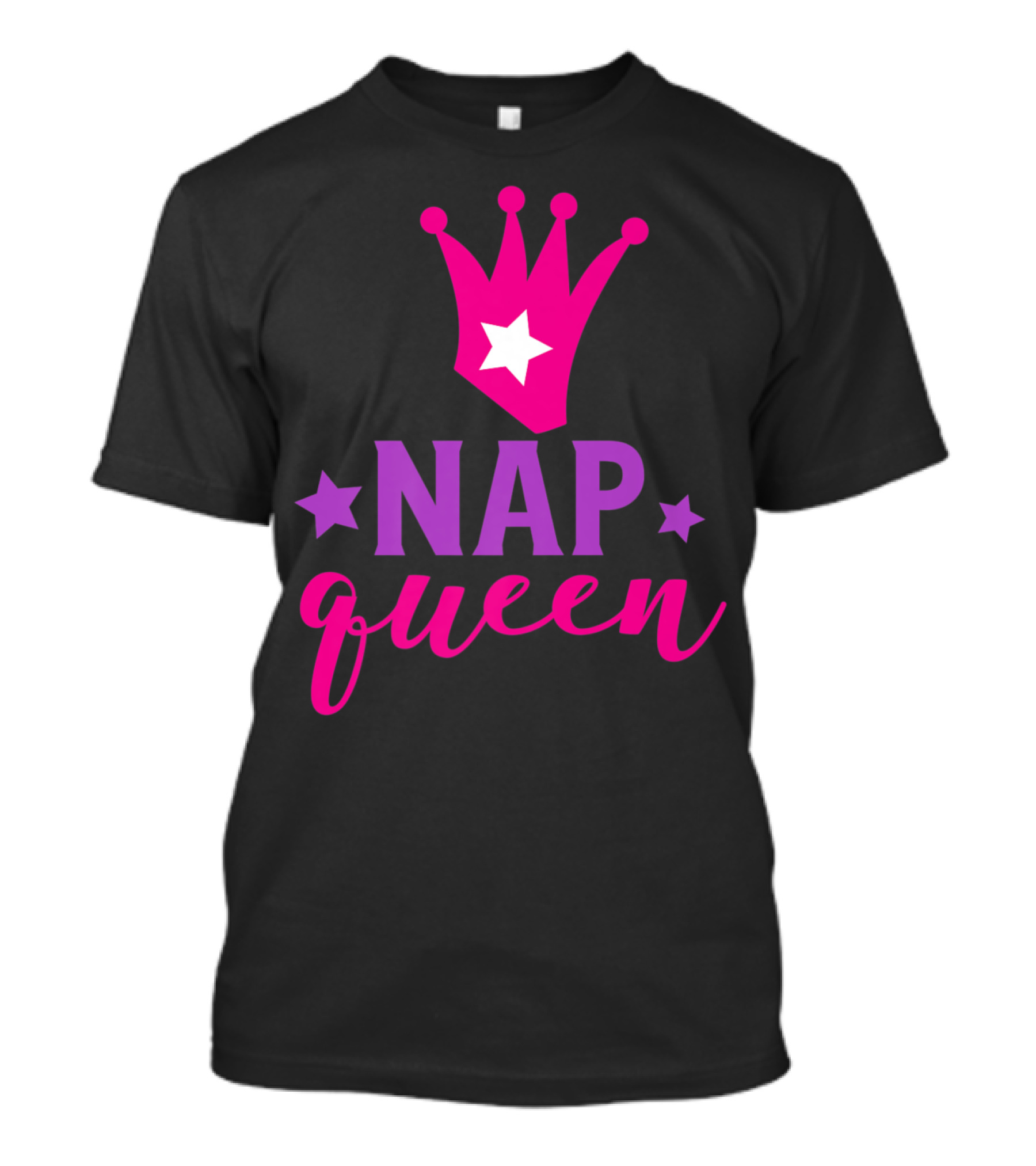 Nap Queen Funny Napping Sleeping Sleepyhead Pink Crown Star T-Shirt