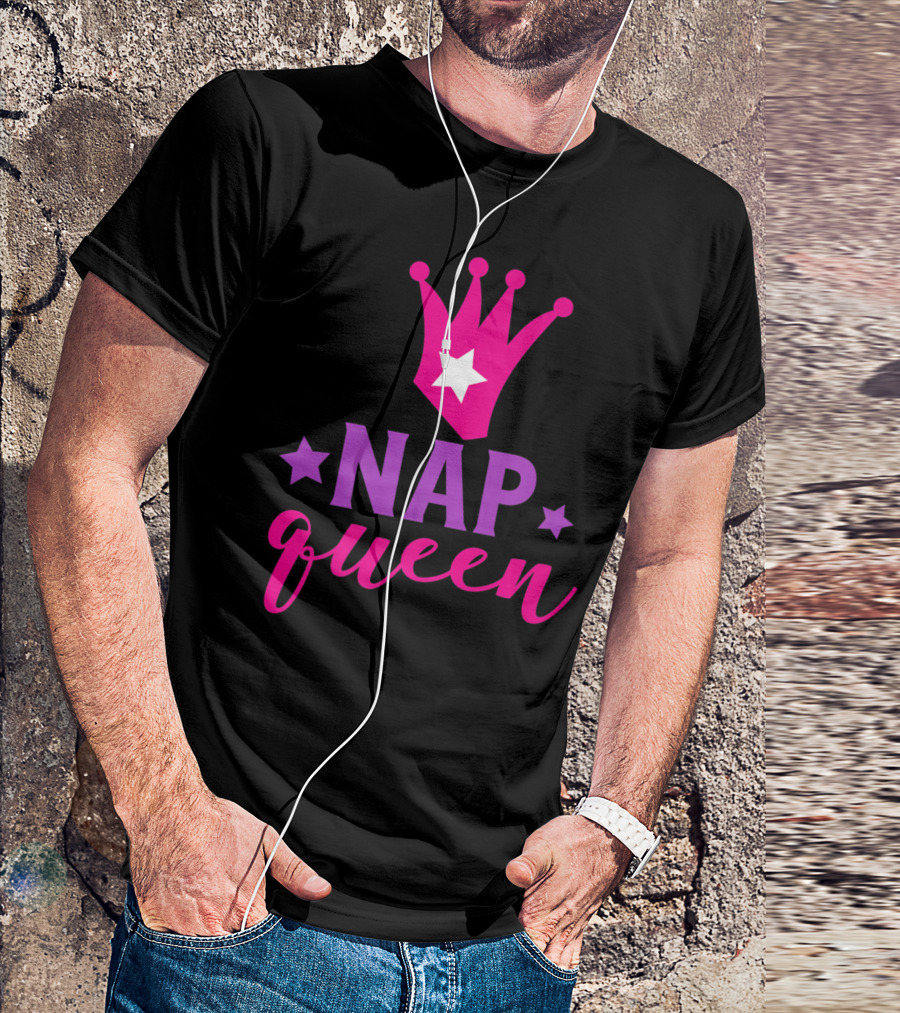 Nap Queen Funny Napping Sleeping Sleepyhead Pink Crown Star T-Shirt
