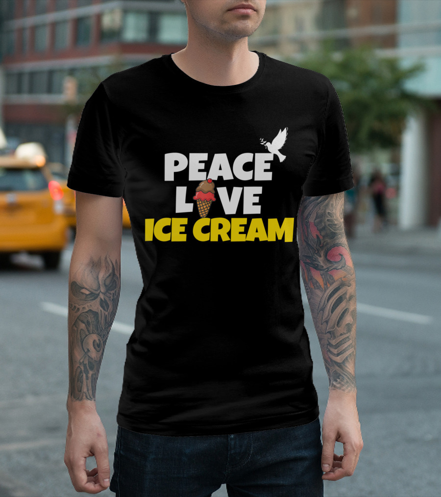 PEACE LOVE ICE CREAM DOVE CONE T-Shirt